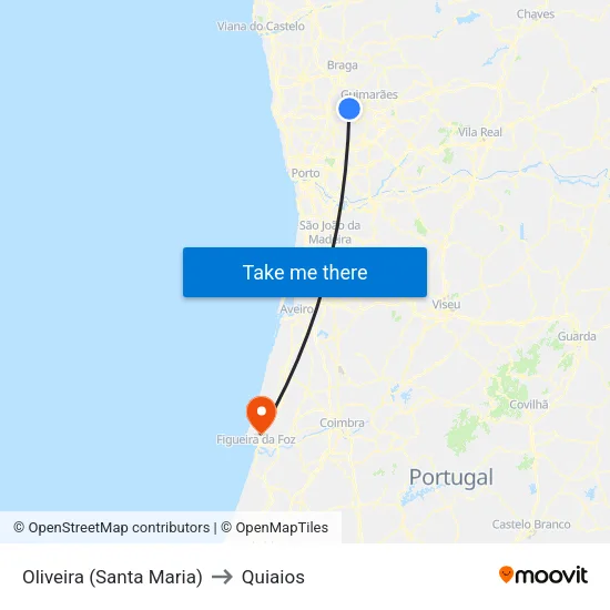 Oliveira (Santa Maria) to Quiaios map