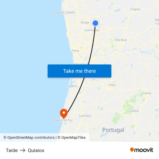 Taíde to Quiaios map