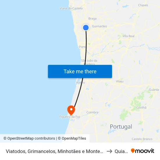 Viatodos, Grimancelos, Minhotães e Monte de Fralães to Quiaios map