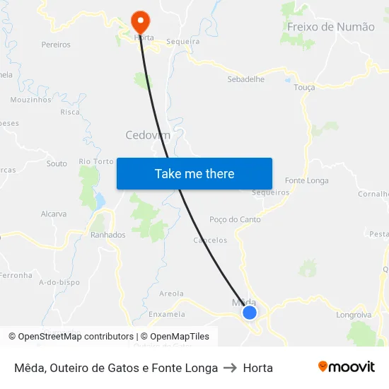 Mêda, Outeiro de Gatos e Fonte Longa to Horta map