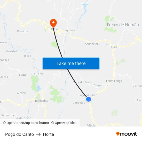 Poço do Canto to Horta map