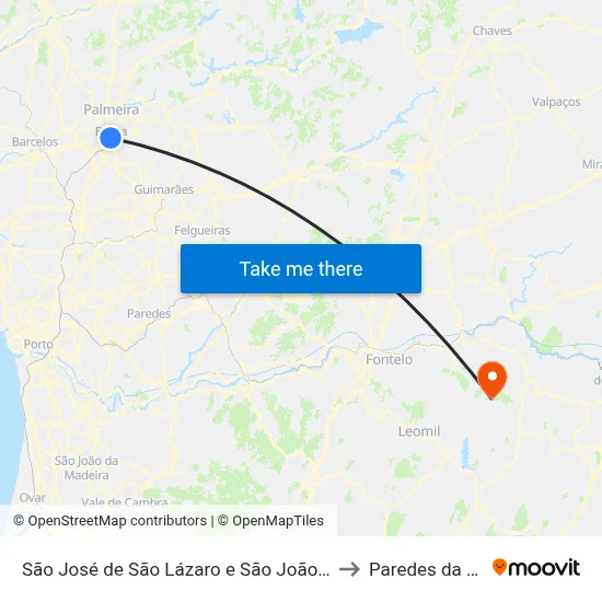 São José de São Lázaro e São João do Souto to Paredes da Beira map