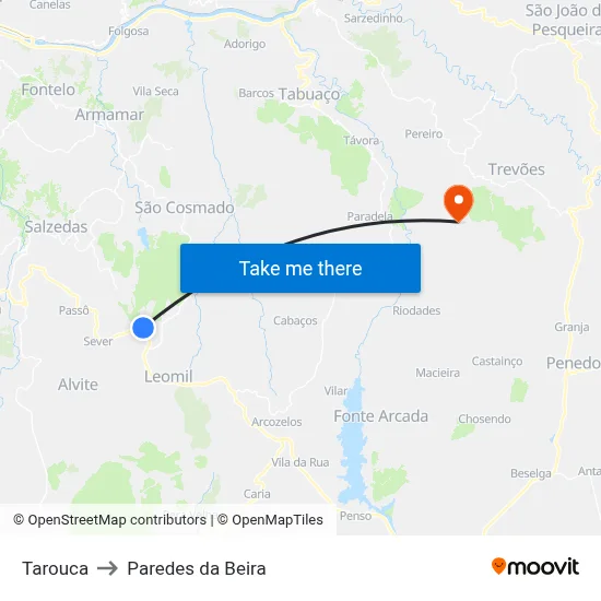 Tarouca to Paredes da Beira map