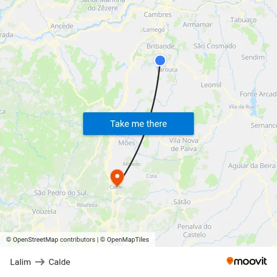 Lalim to Calde map