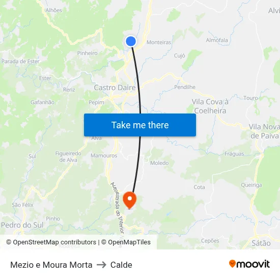 Mezio e Moura Morta to Calde map