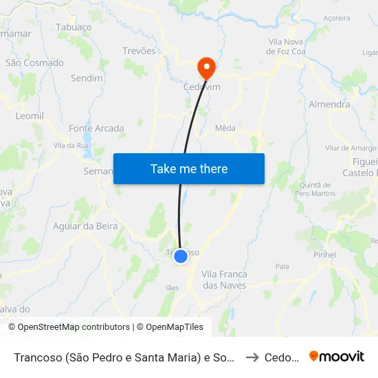 Trancoso (São Pedro e Santa Maria) e Souto Maior to Cedovim map