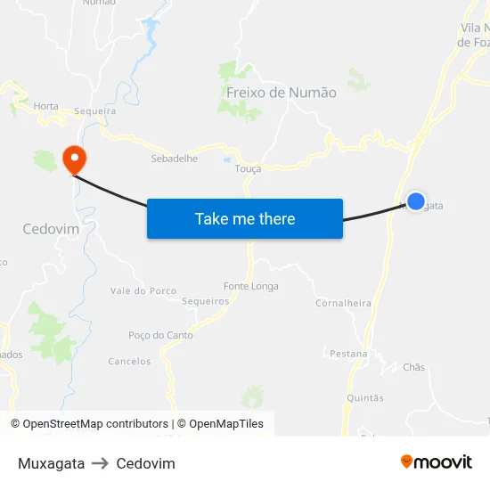Muxagata to Cedovim map