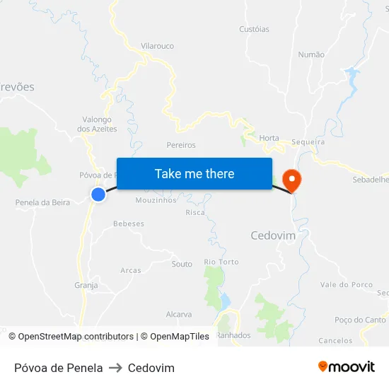 Póvoa de Penela to Cedovim map