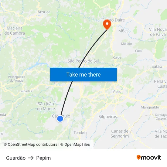 Guardão to Pepim map