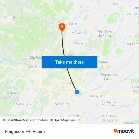 Fragosela to Pepim map