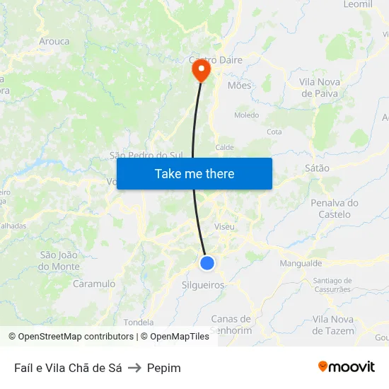 Faíl e Vila Chã de Sá to Pepim map