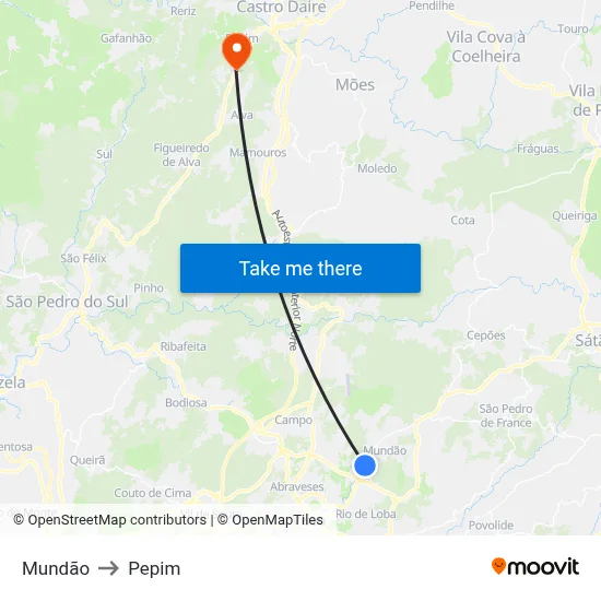 Mundão to Pepim map