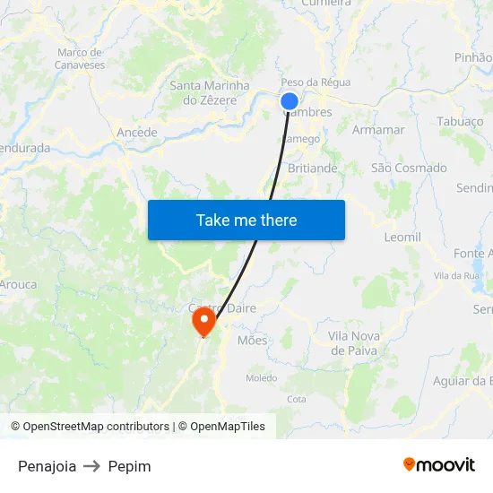 Penajoia to Pepim map