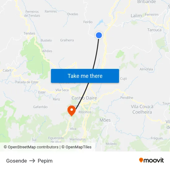 Gosende to Pepim map