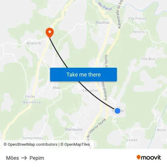 Mões to Pepim map