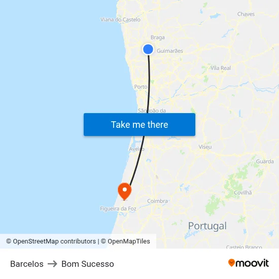 Barcelos to Bom Sucesso map