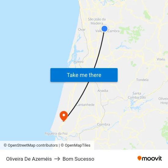 Oliveira De Azeméis to Bom Sucesso map