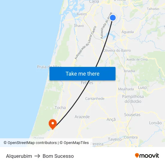 Alquerubim to Bom Sucesso map