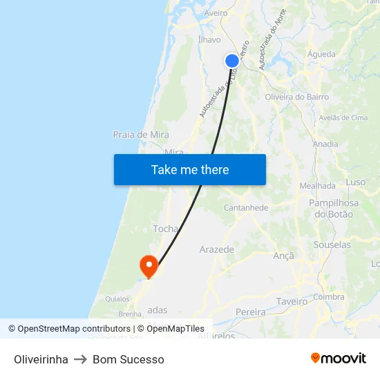 Oliveirinha to Bom Sucesso map