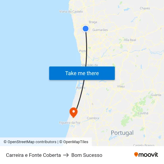 Carreira e Fonte Coberta to Bom Sucesso map