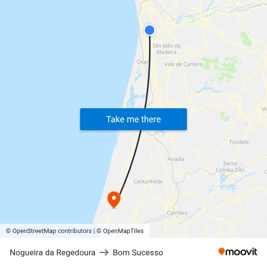 Nogueira da Regedoura to Bom Sucesso map