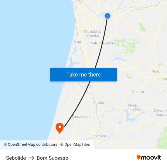 Sebolido to Bom Sucesso map