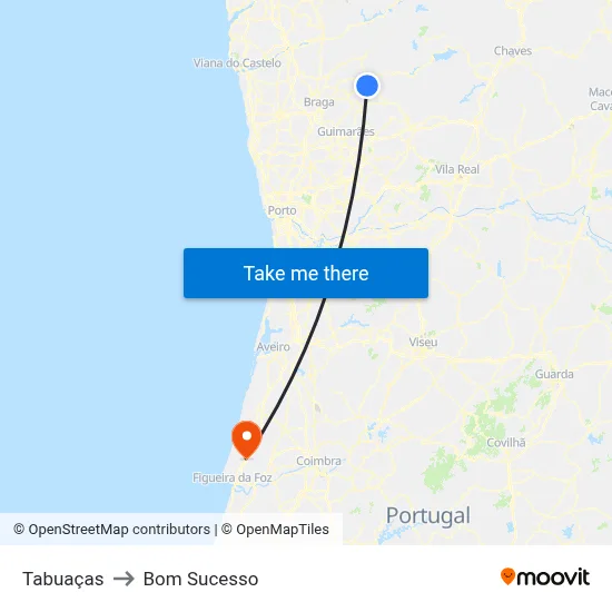 Tabuaças to Bom Sucesso map
