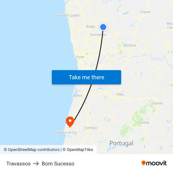 Travassos to Bom Sucesso map