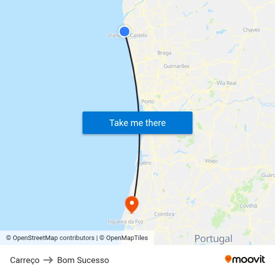 Carreço to Bom Sucesso map