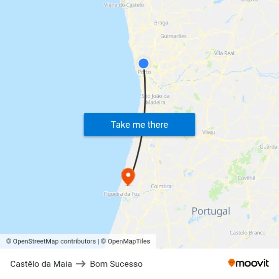 Castêlo da Maia to Bom Sucesso map