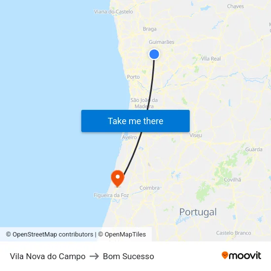 Vila Nova do Campo to Bom Sucesso map