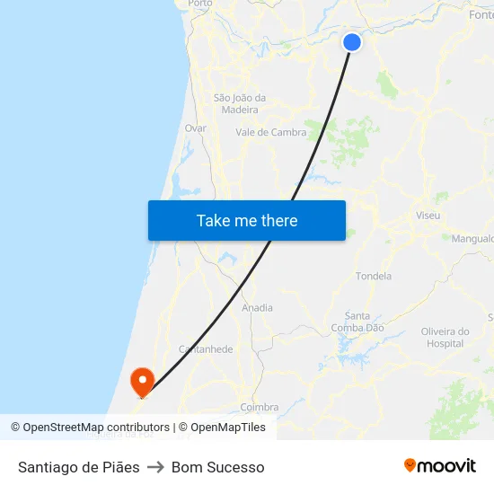 Santiago de Piães to Bom Sucesso map