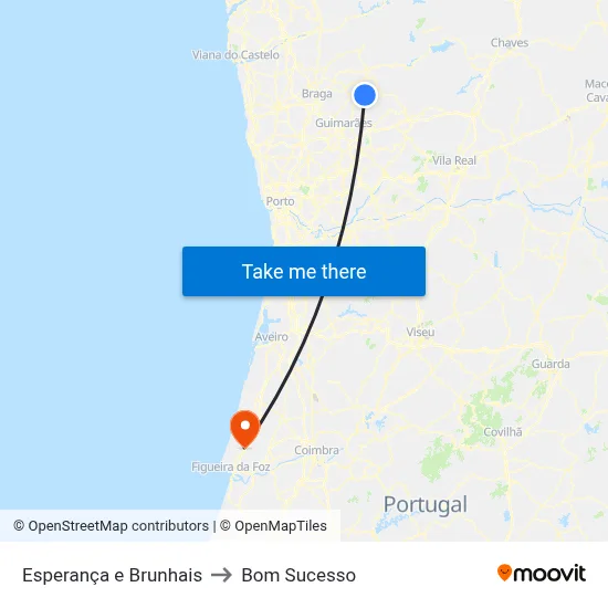 Esperança e Brunhais to Bom Sucesso map