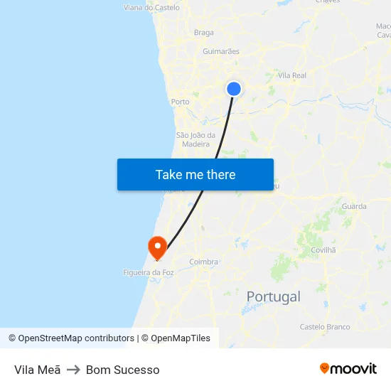 Vila Meã to Bom Sucesso map