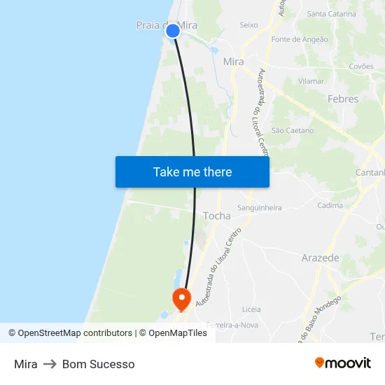 Mira to Bom Sucesso map
