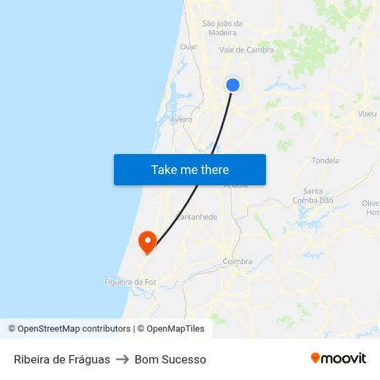 Ribeira de Fráguas to Bom Sucesso map