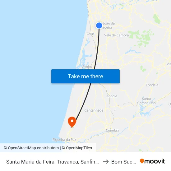 Santa Maria da Feira, Travanca, Sanfins e Espargo to Bom Sucesso map
