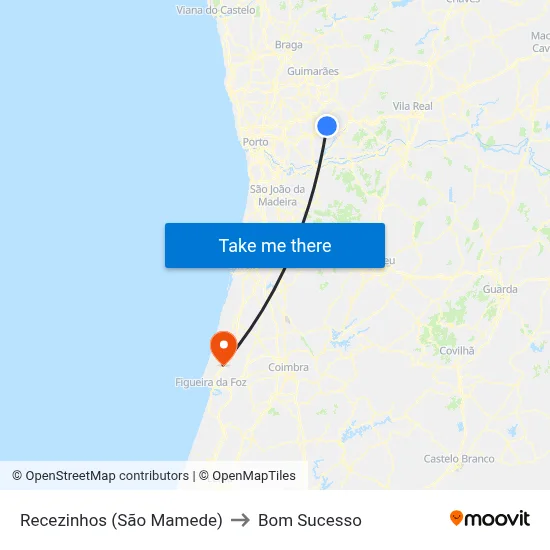 Recezinhos (São Mamede) to Bom Sucesso map