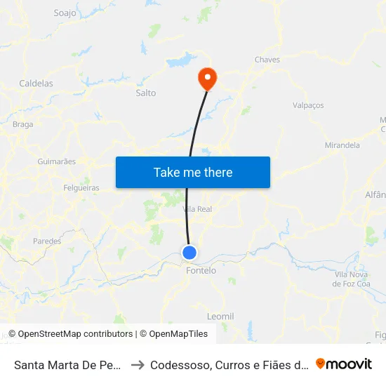 Santa Marta De Penaguião to Codessoso, Curros e Fiães do Tâmega map