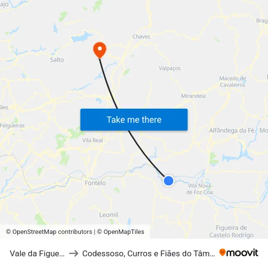 Vale da Figueira to Codessoso, Curros e Fiães do Tâmega map