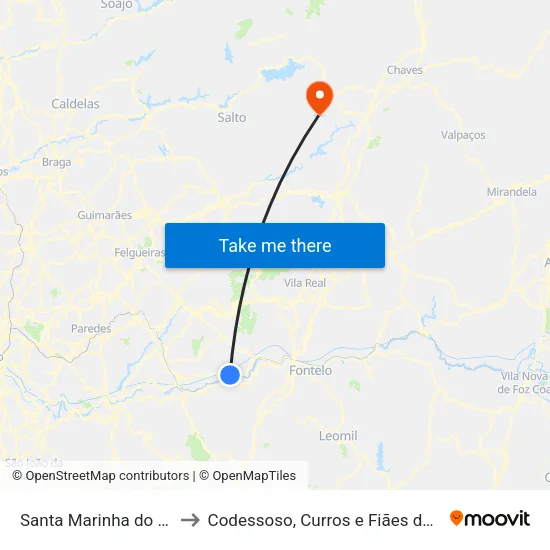 Santa Marinha do Zêzere to Codessoso, Curros e Fiães do Tâmega map