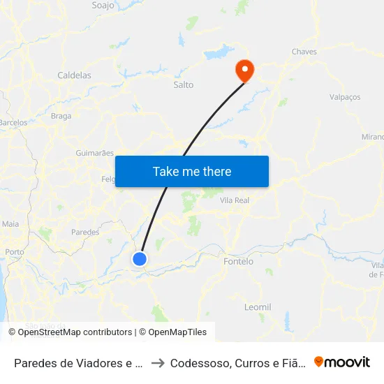 Paredes de Viadores e Manhuncelos to Codessoso, Curros e Fiães do Tâmega map