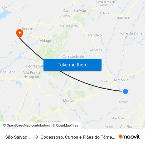 São Salvador to Codessoso, Curros e Fiães do Tâmega map