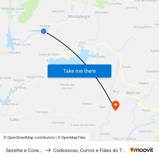 Sezelhe e Covelães to Codessoso, Curros e Fiães do Tâmega map