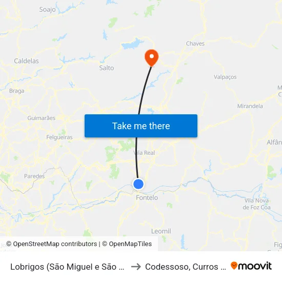 Lobrigos (São Miguel e São João Baptista) e Sanhoane to Codessoso, Curros e Fiães do Tâmega map