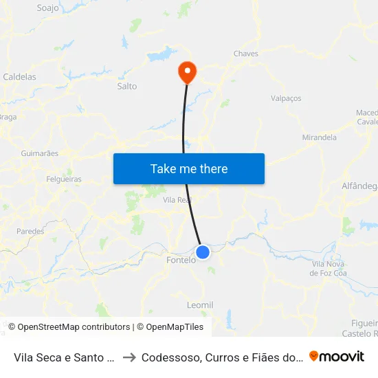 Vila Seca e Santo Adrião to Codessoso, Curros e Fiães do Tâmega map