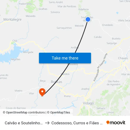 Calvão e Soutelinho da Raia to Codessoso, Curros e Fiães do Tâmega map