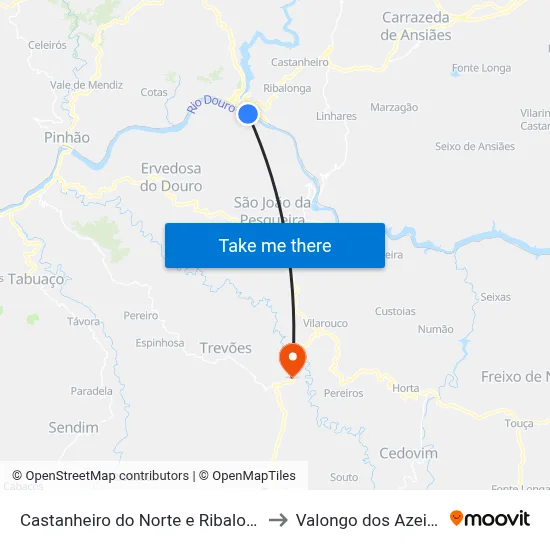 Castanheiro do Norte e Ribalonga to Valongo dos Azeites map