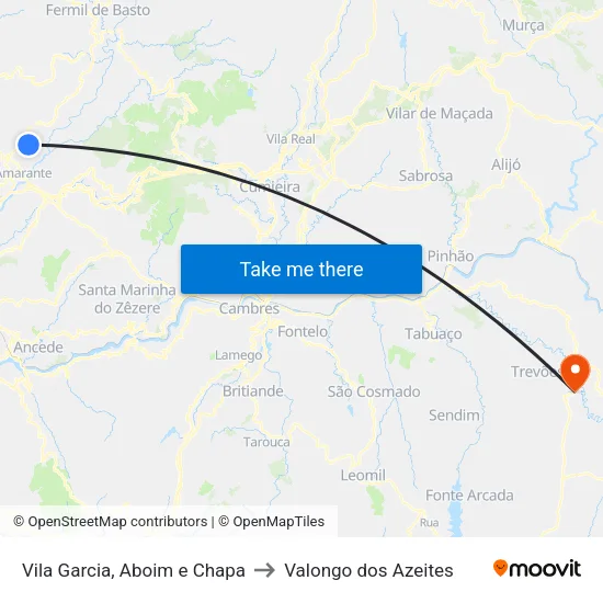 Vila Garcia, Aboim e Chapa to Valongo dos Azeites map