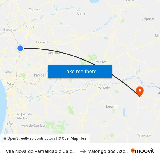Vila Nova de Famalicão e Calendário to Valongo dos Azeites map